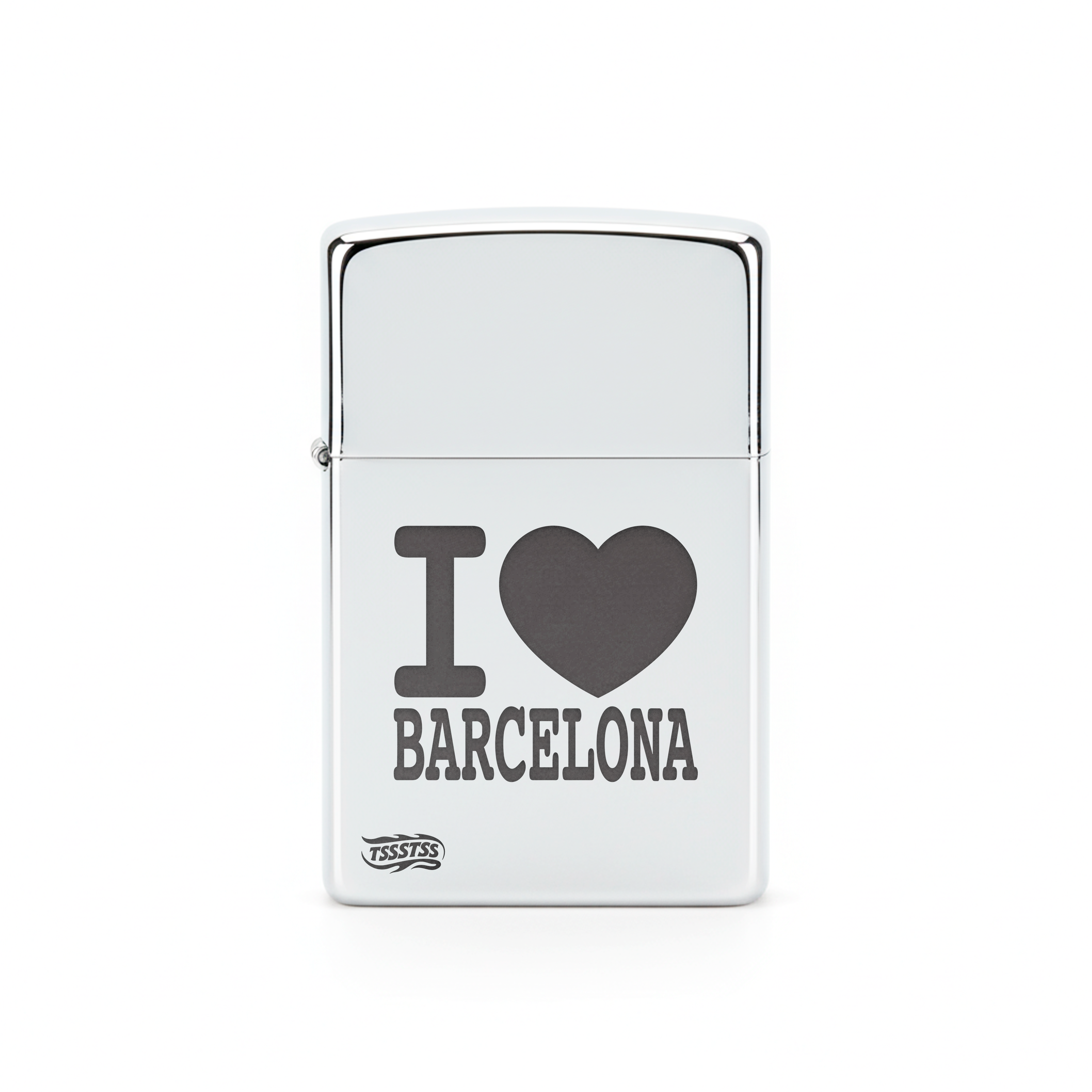 Isqueiro Cromado Polido 'I Love Barcelona'