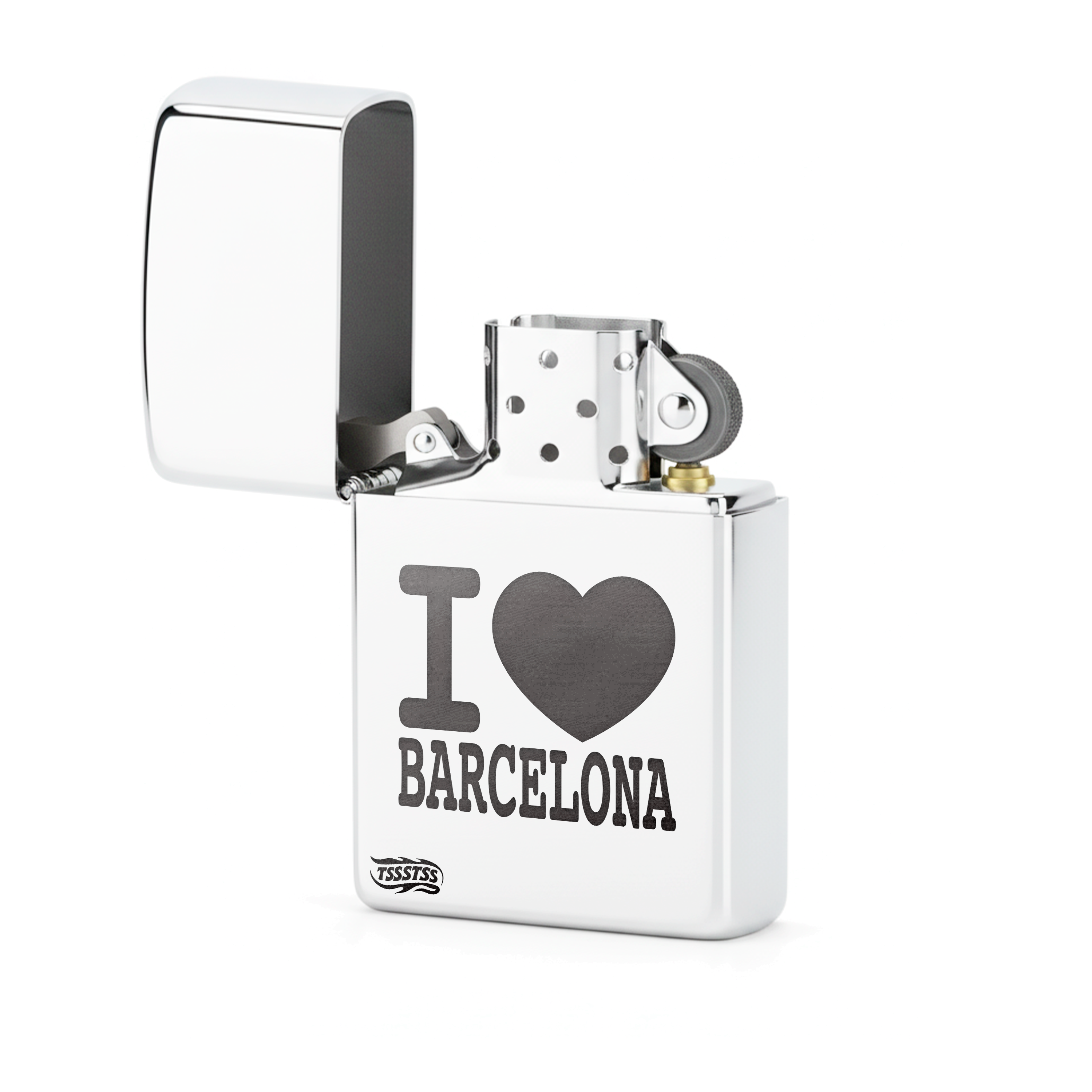 Isqueiro Cromado Polido 'I Love Barcelona'