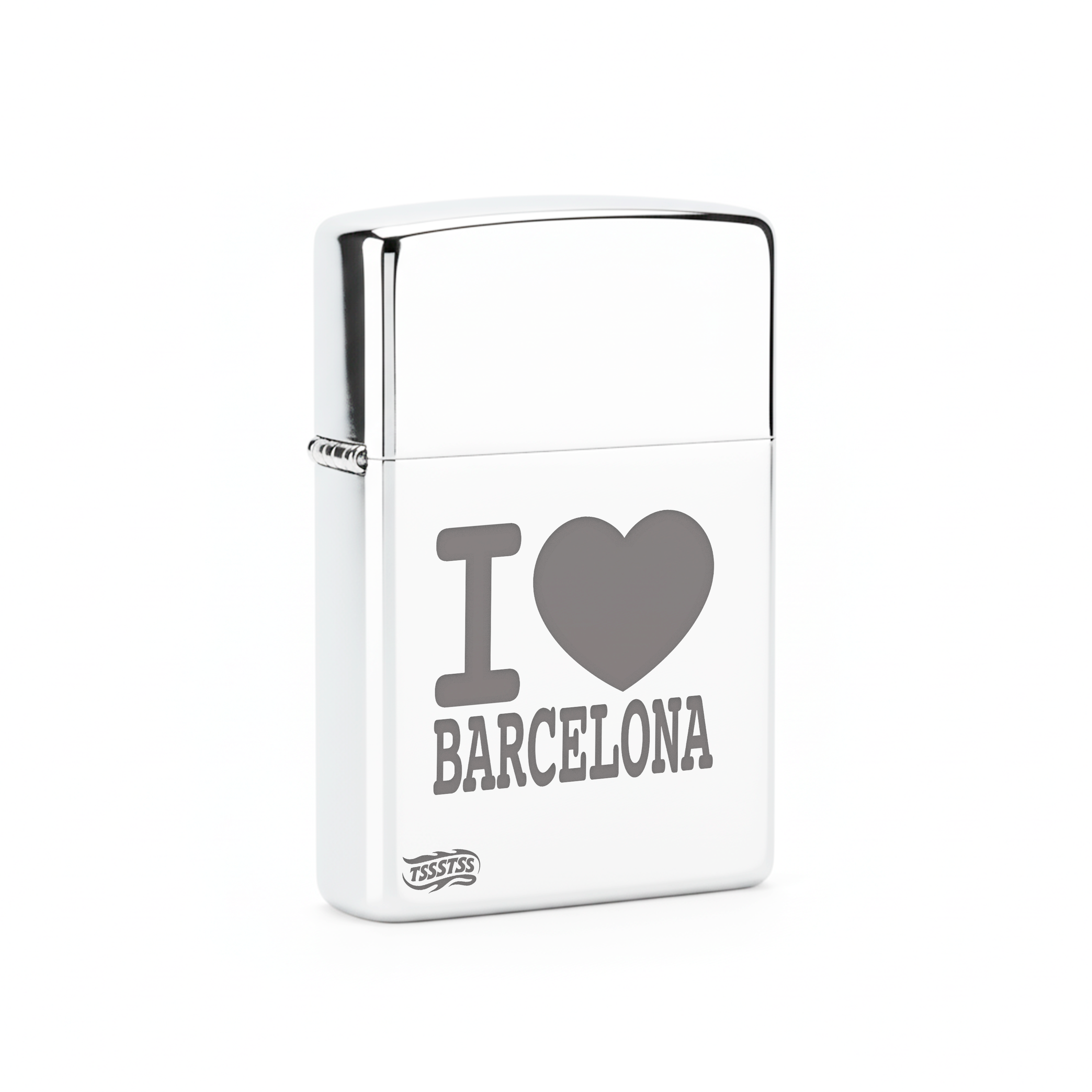 Isqueiro Cromado Polido 'I Love Barcelona'