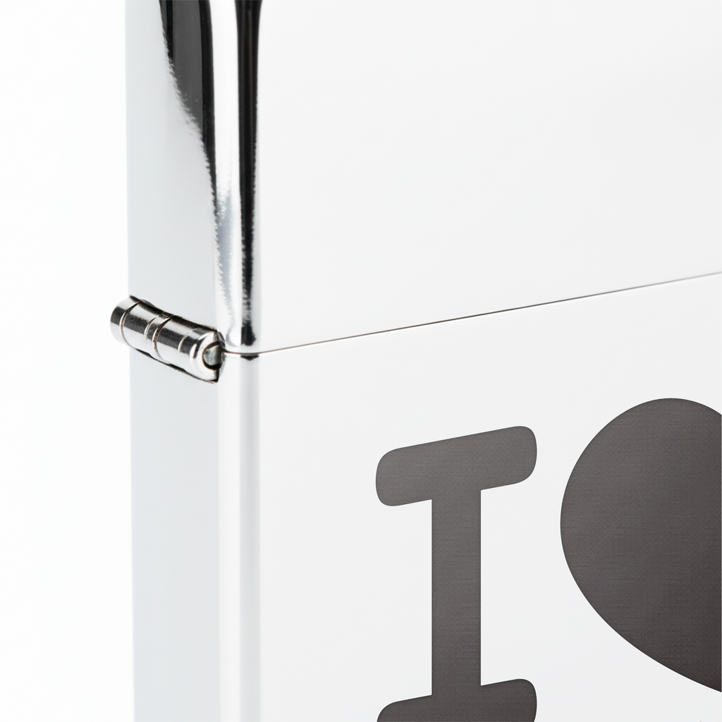 Isqueiro Cromado Polido 'I Love Barcelona' detalhe 5