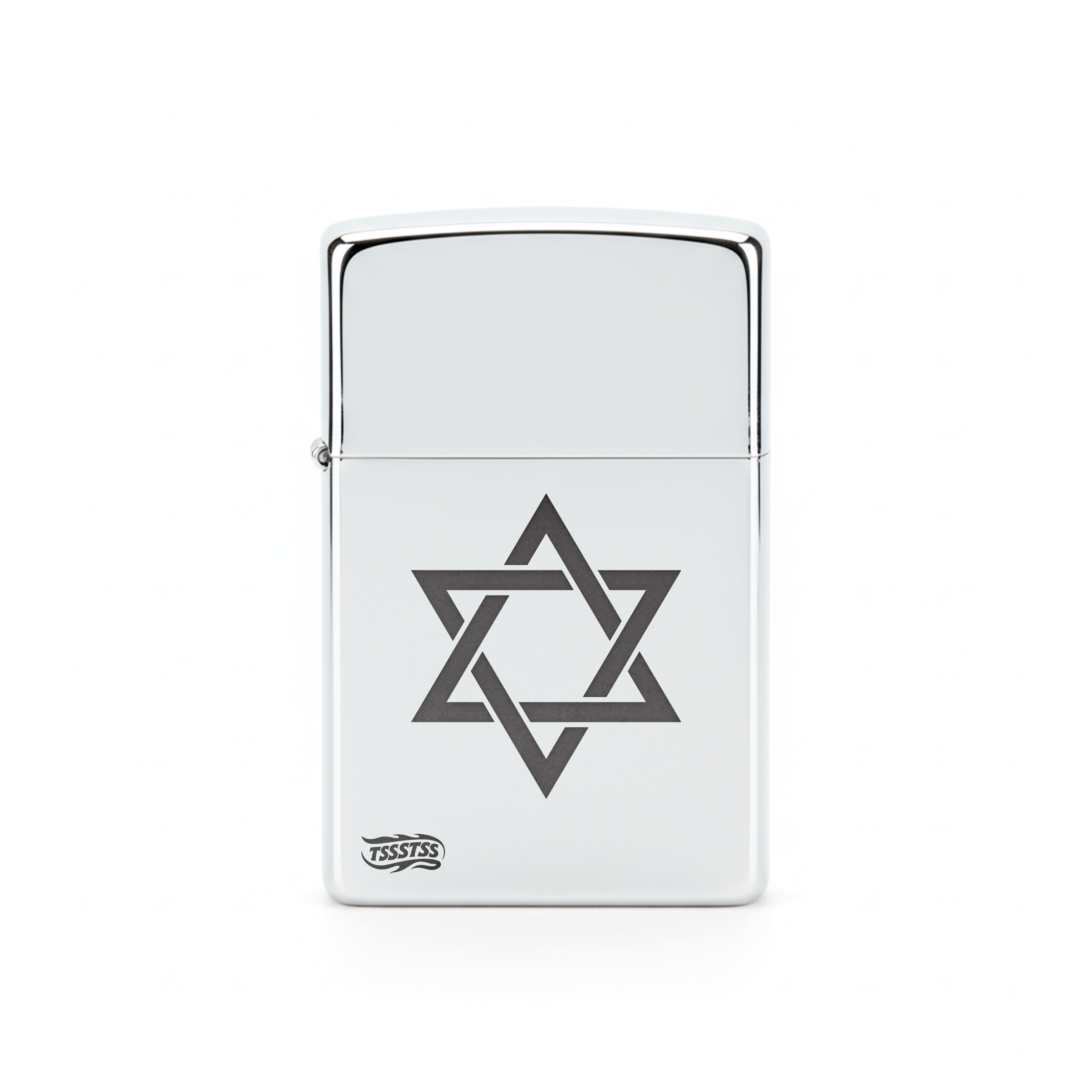 Isqueiro Cromado Polido 'Estrela de Davi'