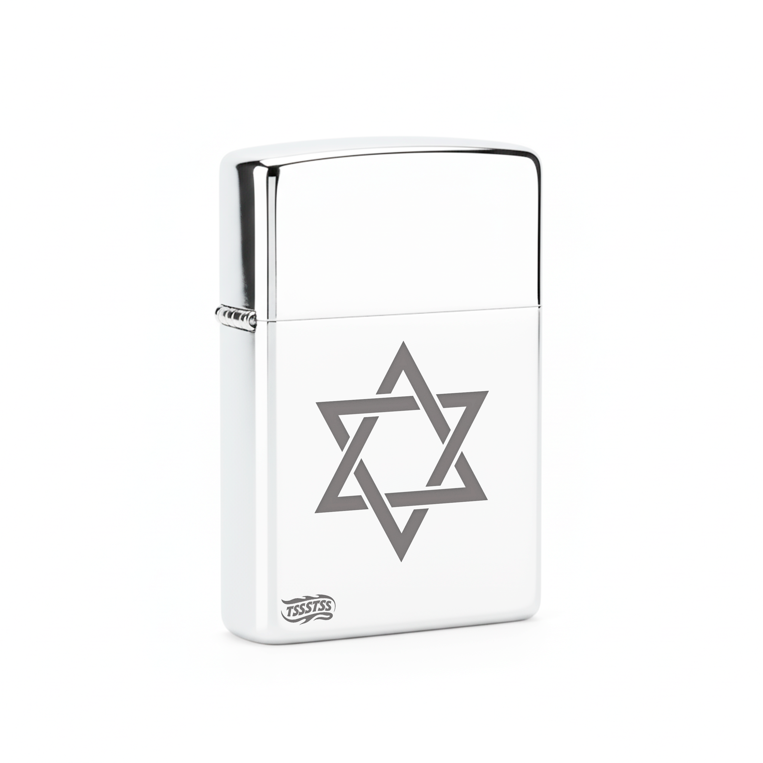 Isqueiro Cromado Polido 'Estrela de Davi'