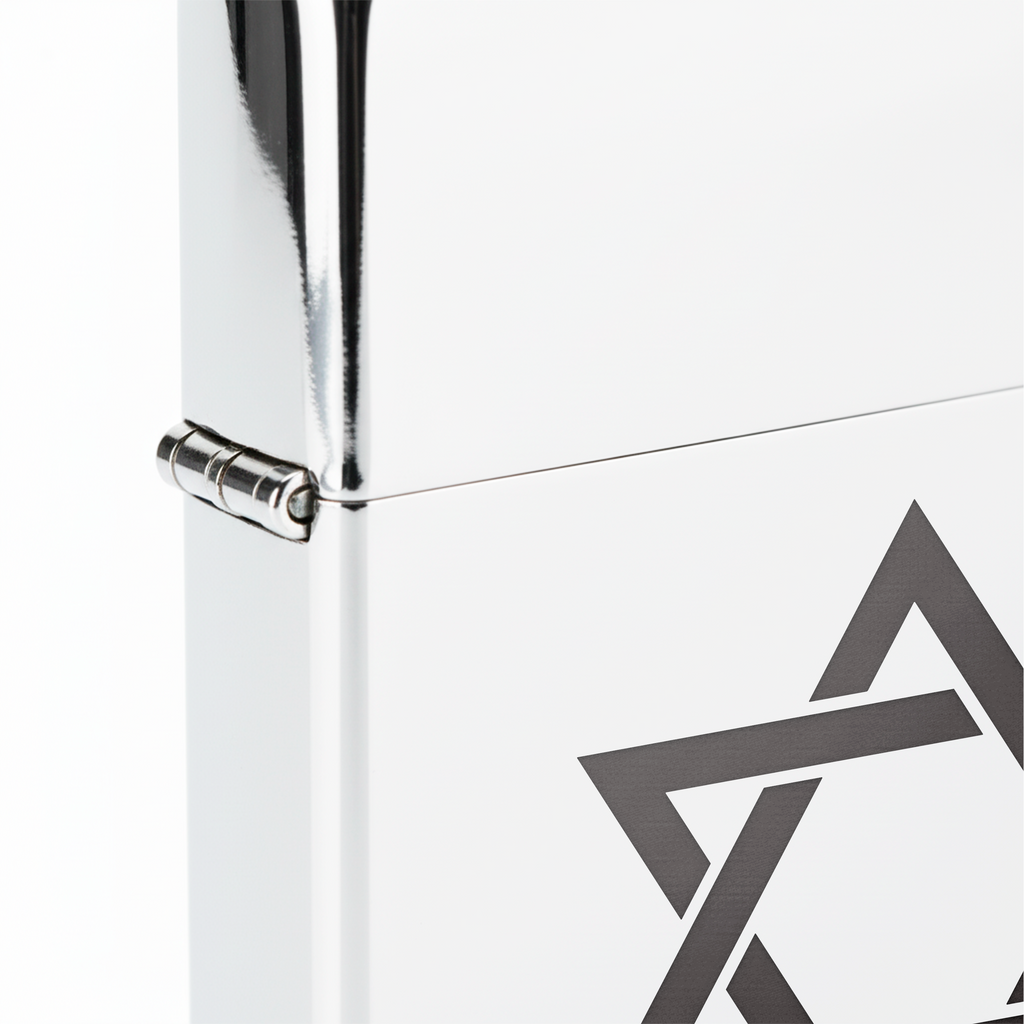 Isqueiro Cromado Polido 'Estrela de Davi'