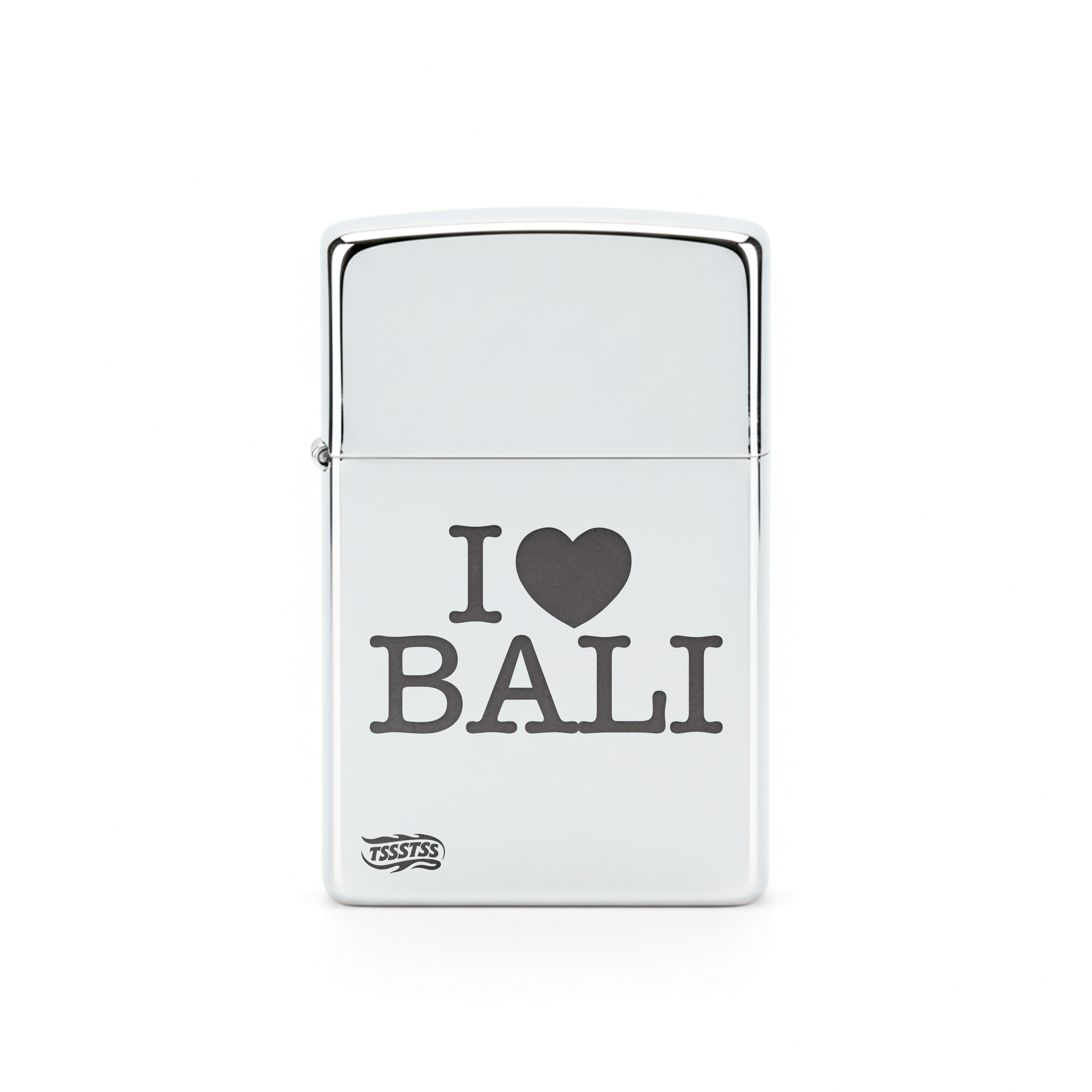 Isqueiro Cromado Polido 'I Love Bali'