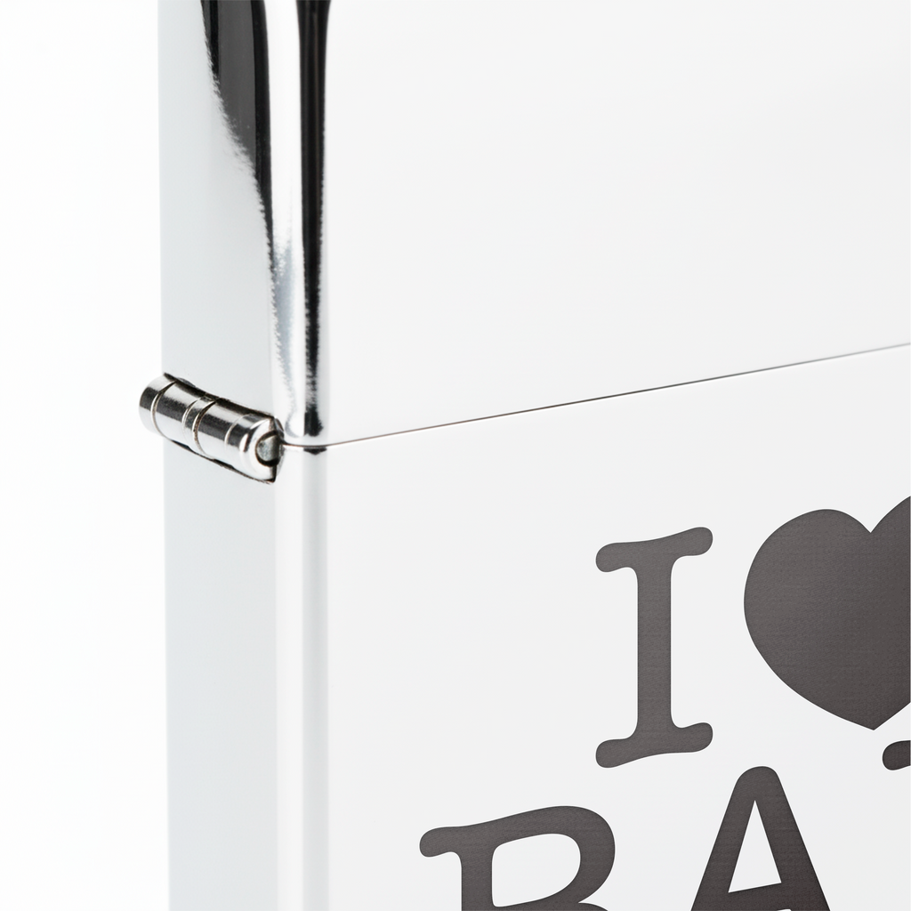 Isqueiro Cromado Polido 'I Love Bali' detalhe 5