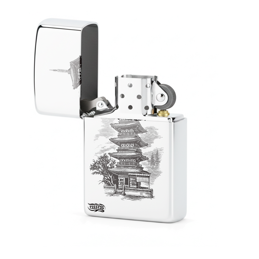 Isqueiro Cromado Polido 'Hong Kong Dojo' detalhe 2