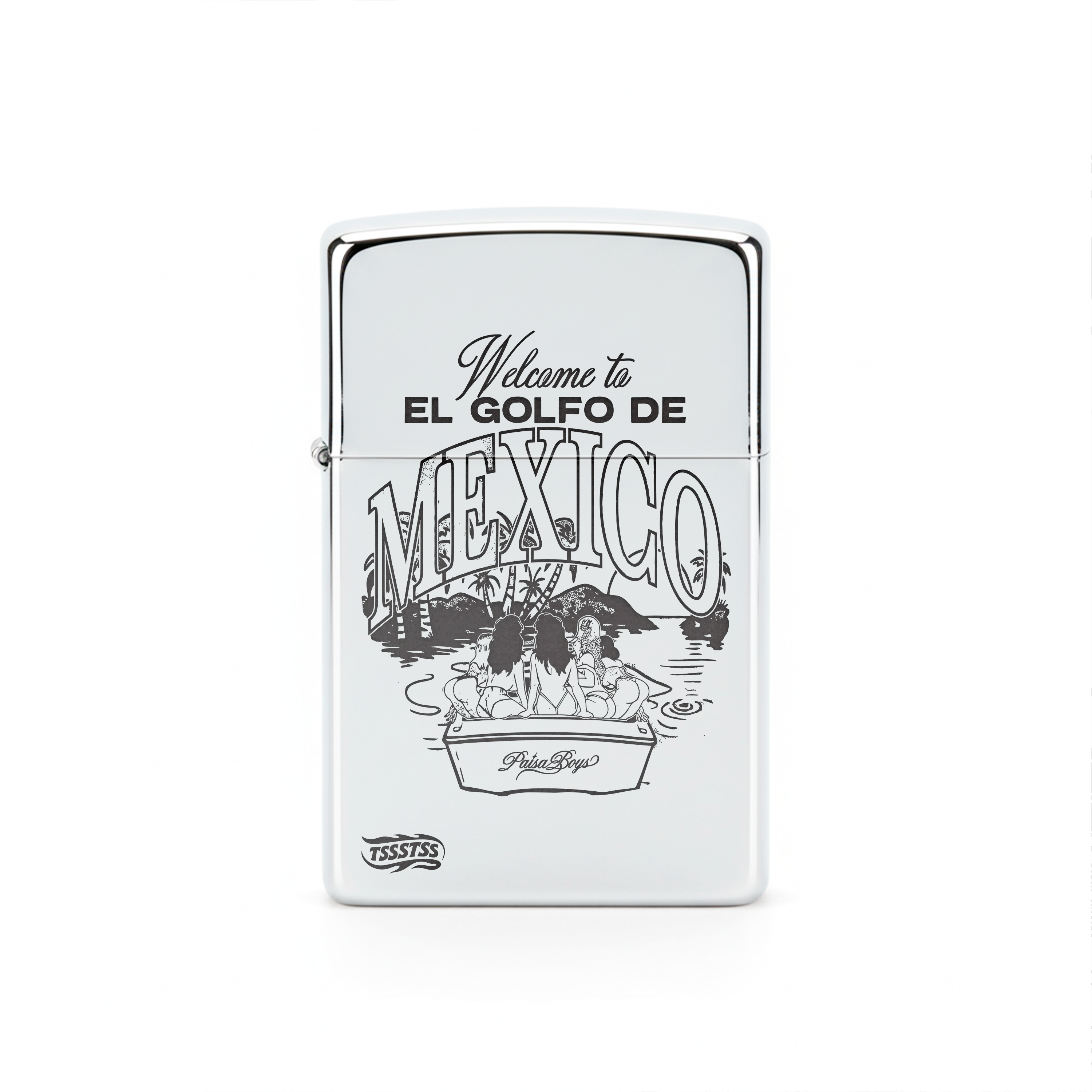 Isqueiro Cromado Polido 'Golfo do México'