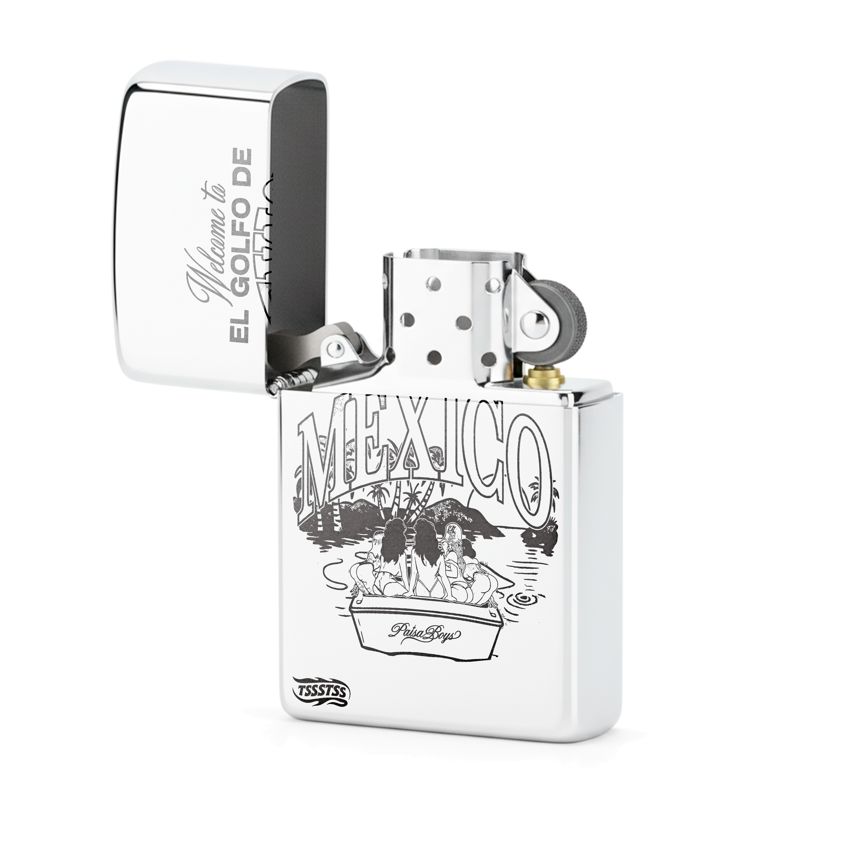 Isqueiro Cromado Polido 'Golfo do México'