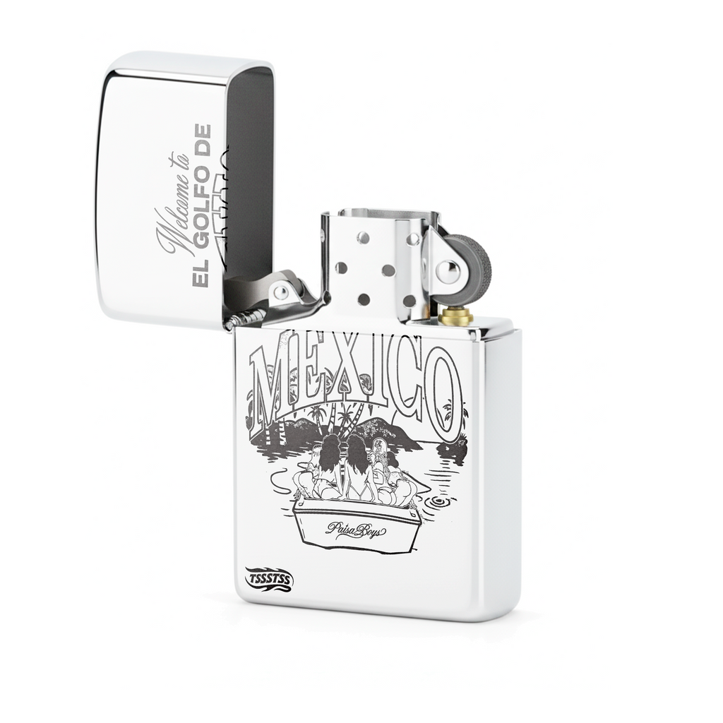 Isqueiro Cromado Polido 'Golfo do México' detalhe 2