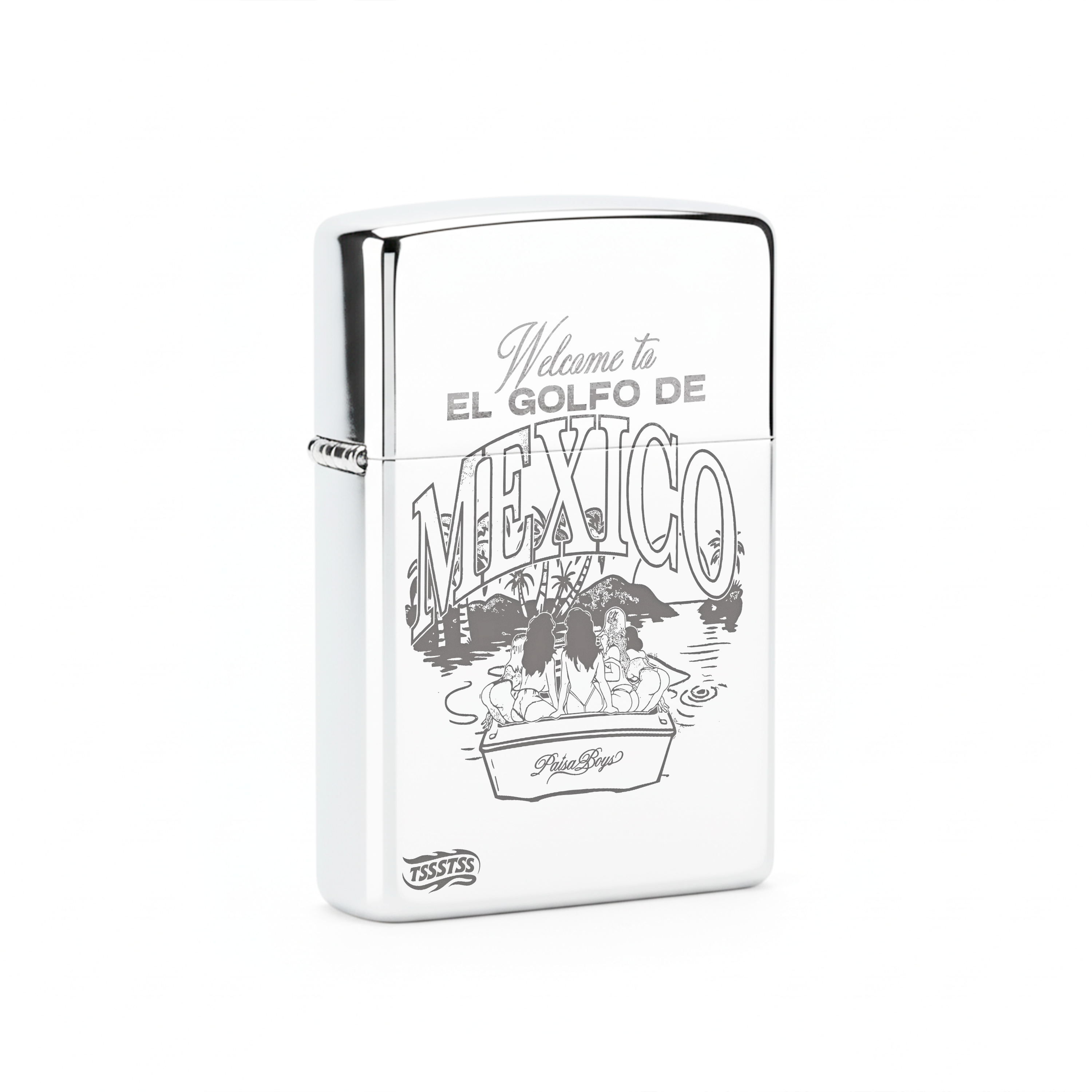 Isqueiro Cromado Polido 'Golfo do México'