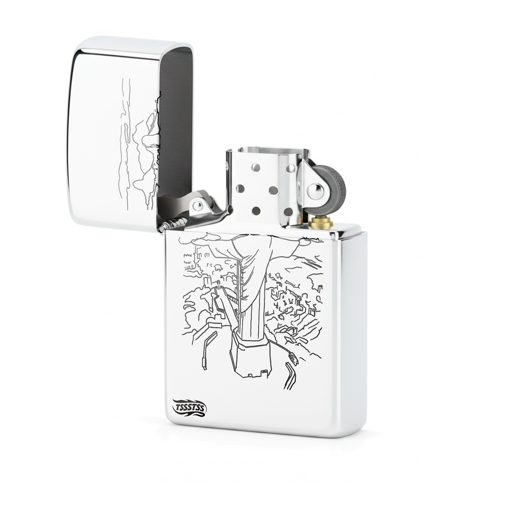 Isqueiro Cromado Polido 'Cristo Redentor'