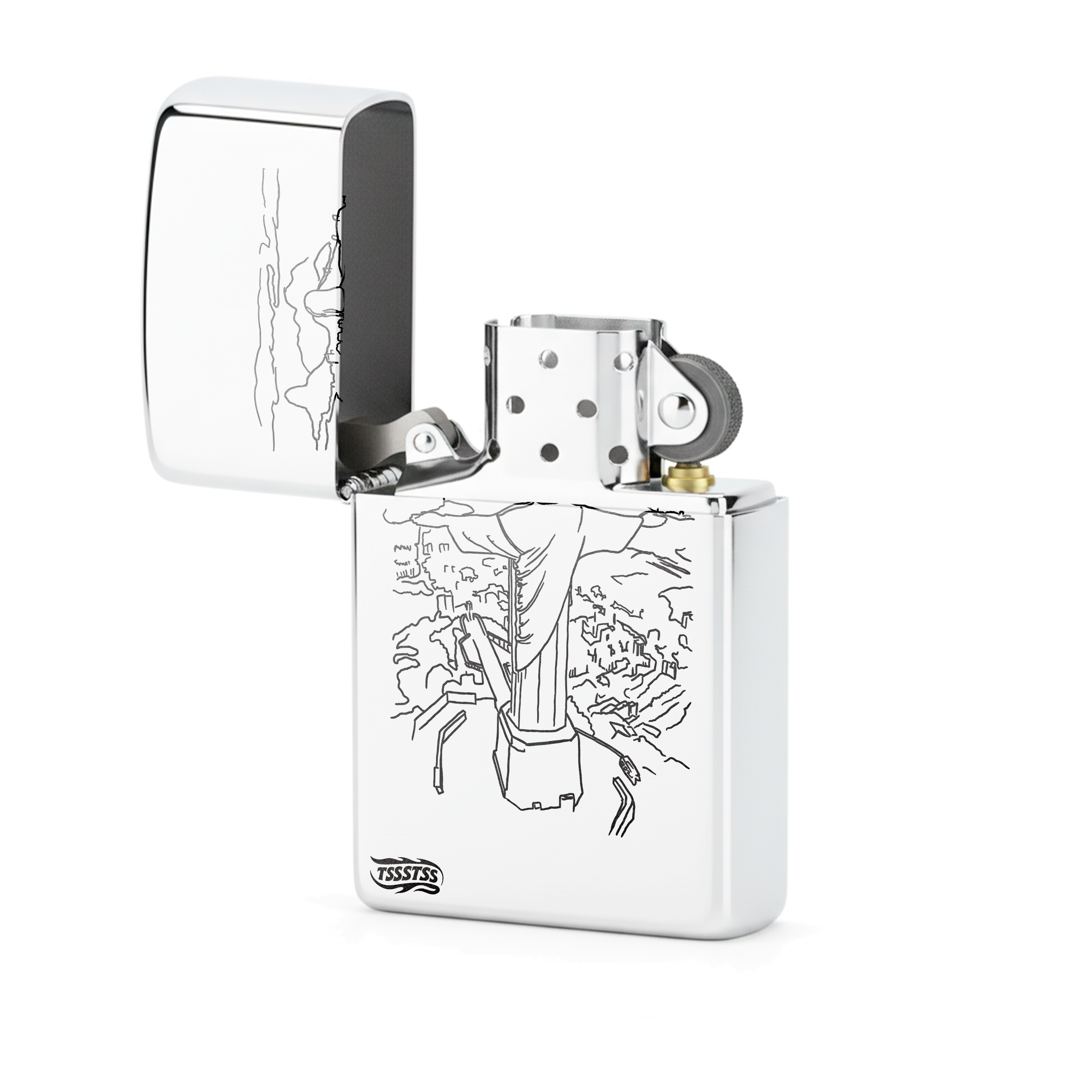 Isqueiro Cromado Polido 'Cristo Redentor'