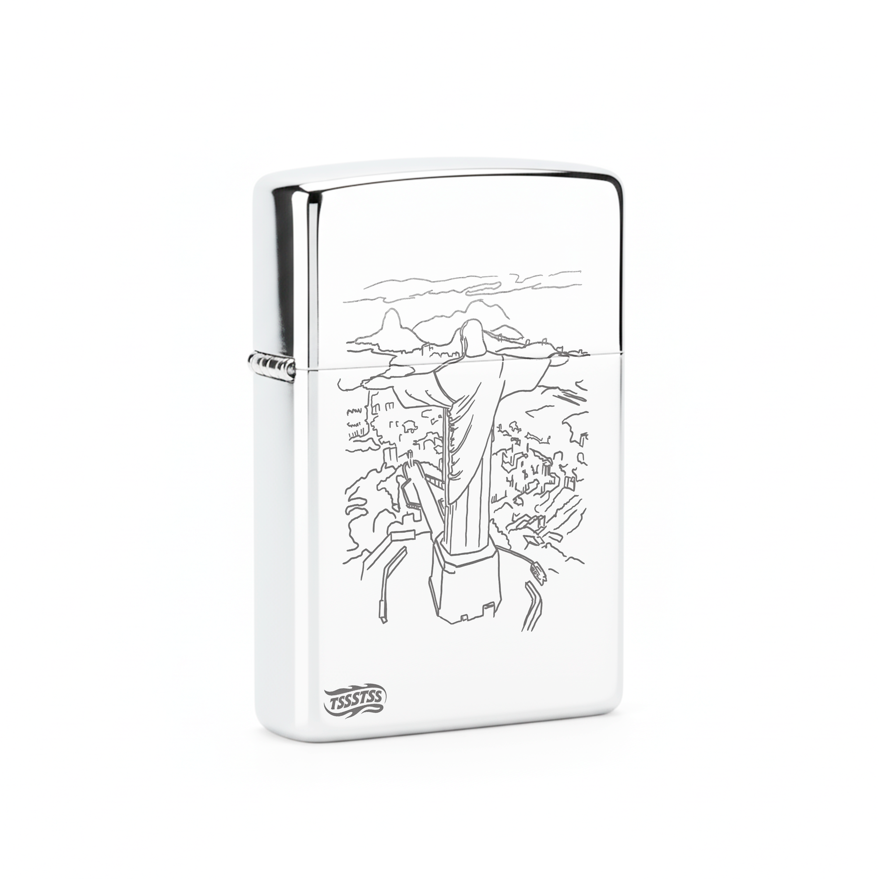 Isqueiro Cromado Polido 'Cristo Redentor'