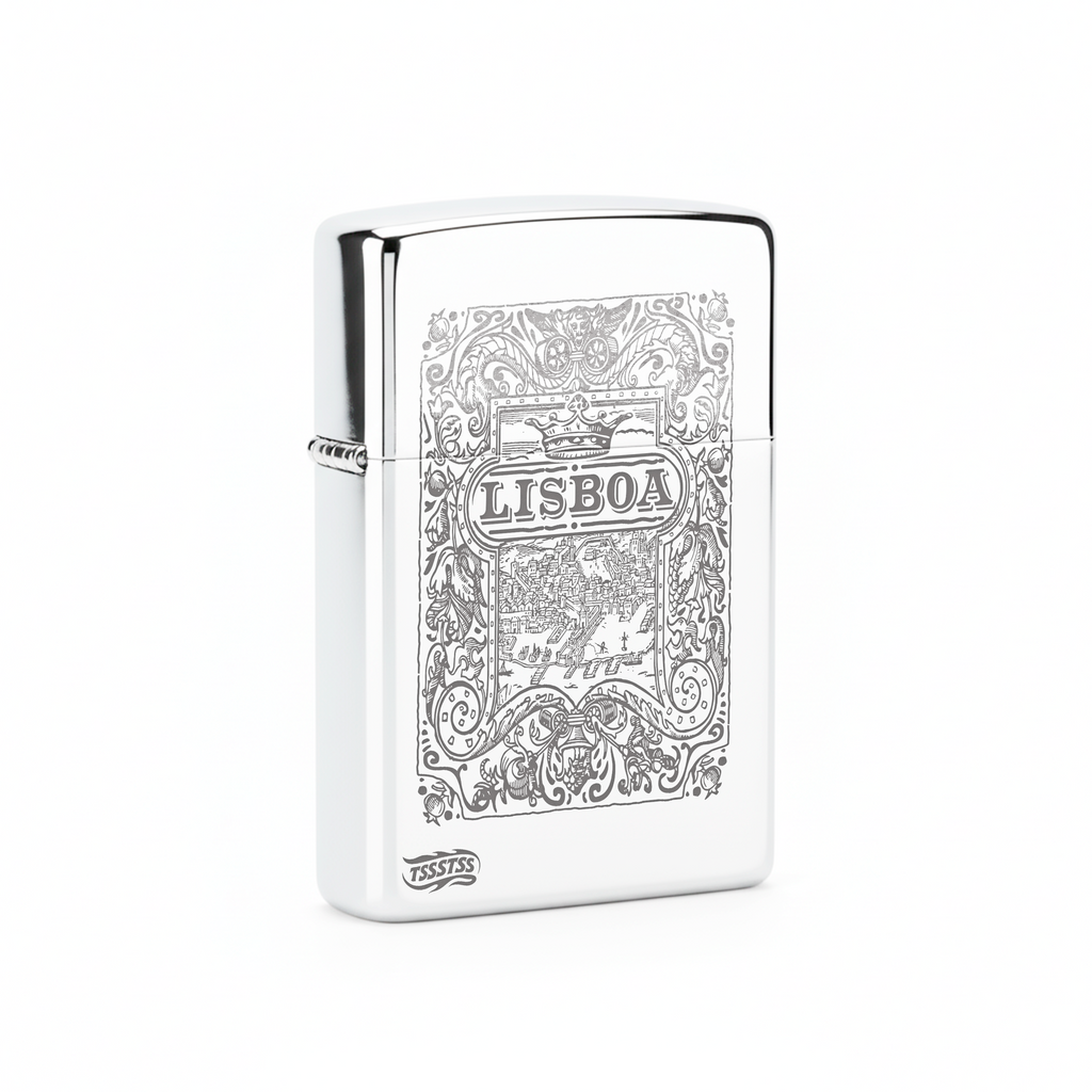 Isqueiro Cromado Polido 'Lisboa' detalhe 3