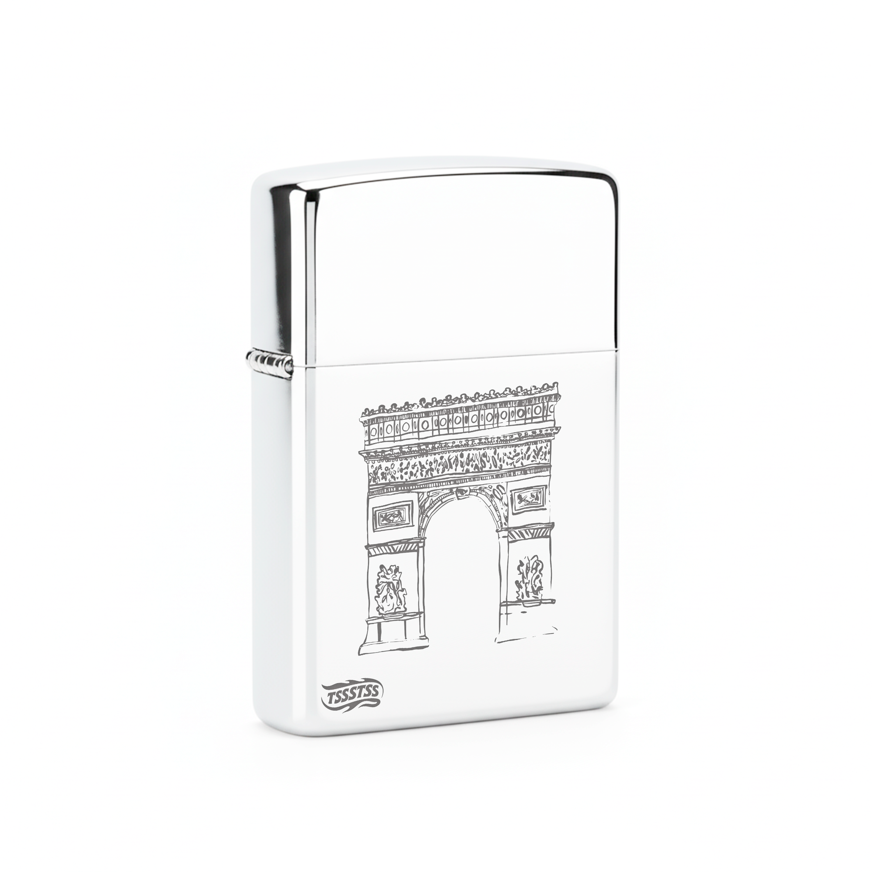 Isqueiro Cromado Polido 'Arco do Triunfo'