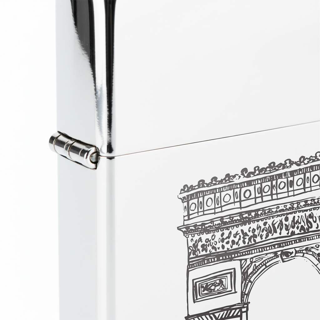 Isqueiro Cromado Polido 'Arco do Triunfo'