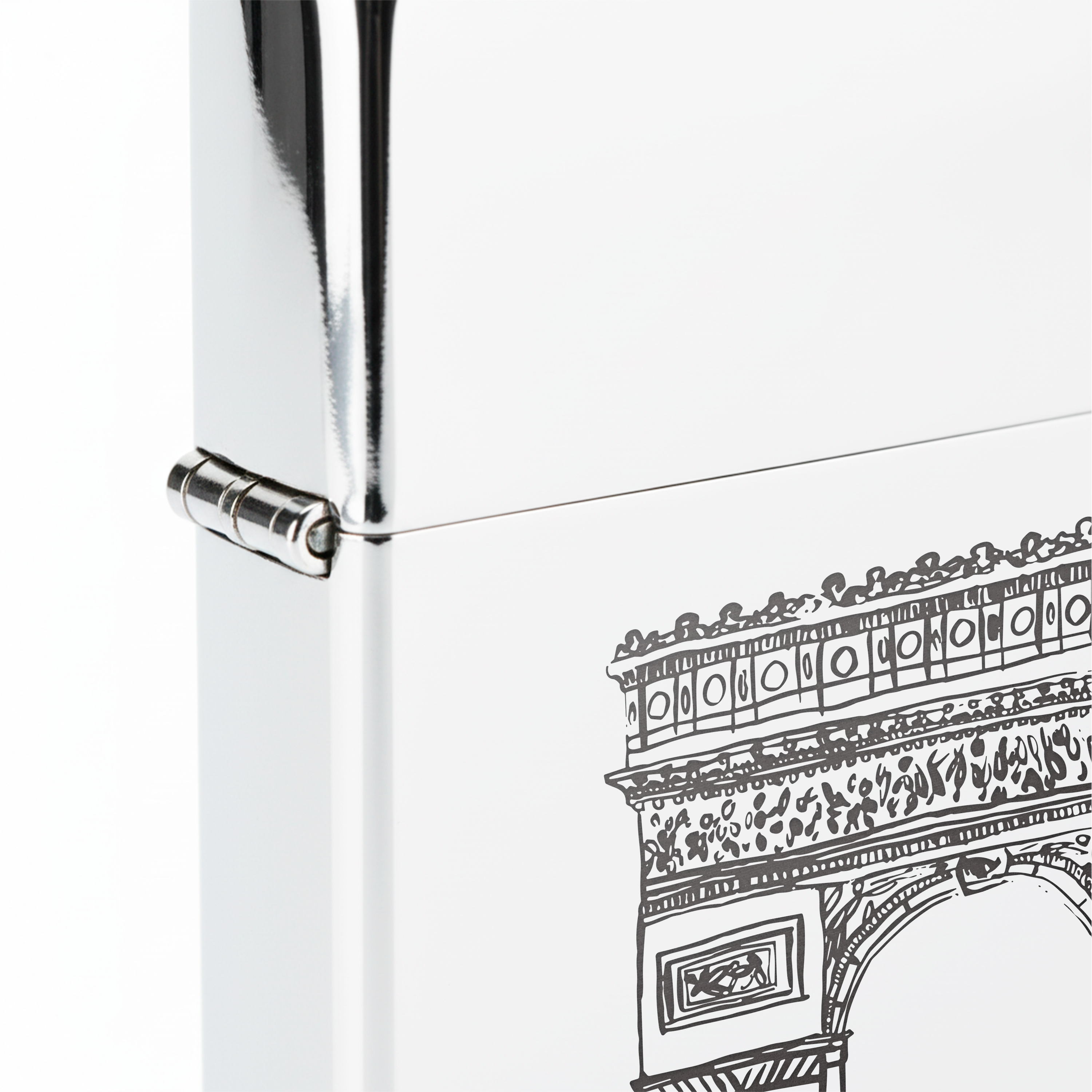 Isqueiro Cromado Polido 'Arco do Triunfo'