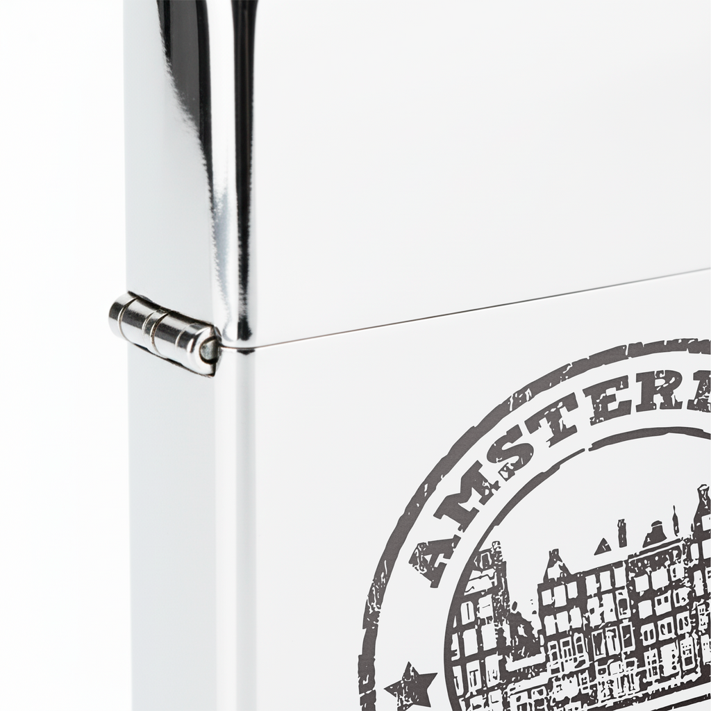 Isqueiro Cromado Polido 'Amsterdam, Netherlands'