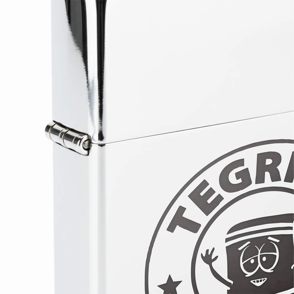 Isqueiro Cromado Polido 'Tegridy Farms' detalhe 5