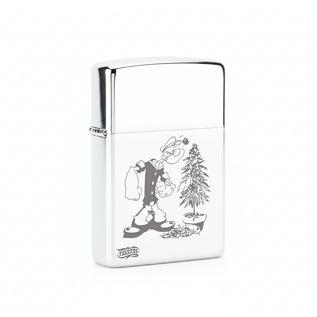 Isqueiro Cromado Polido 'Spinach Grow' detalhe 3