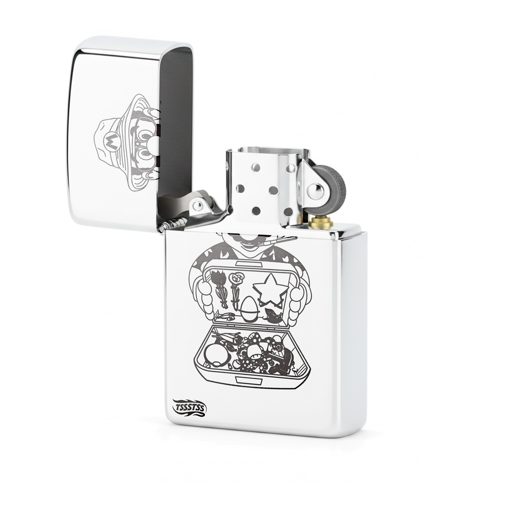 Isqueiro Cromado Polido 'Mushroom Dealer' detalhe 2