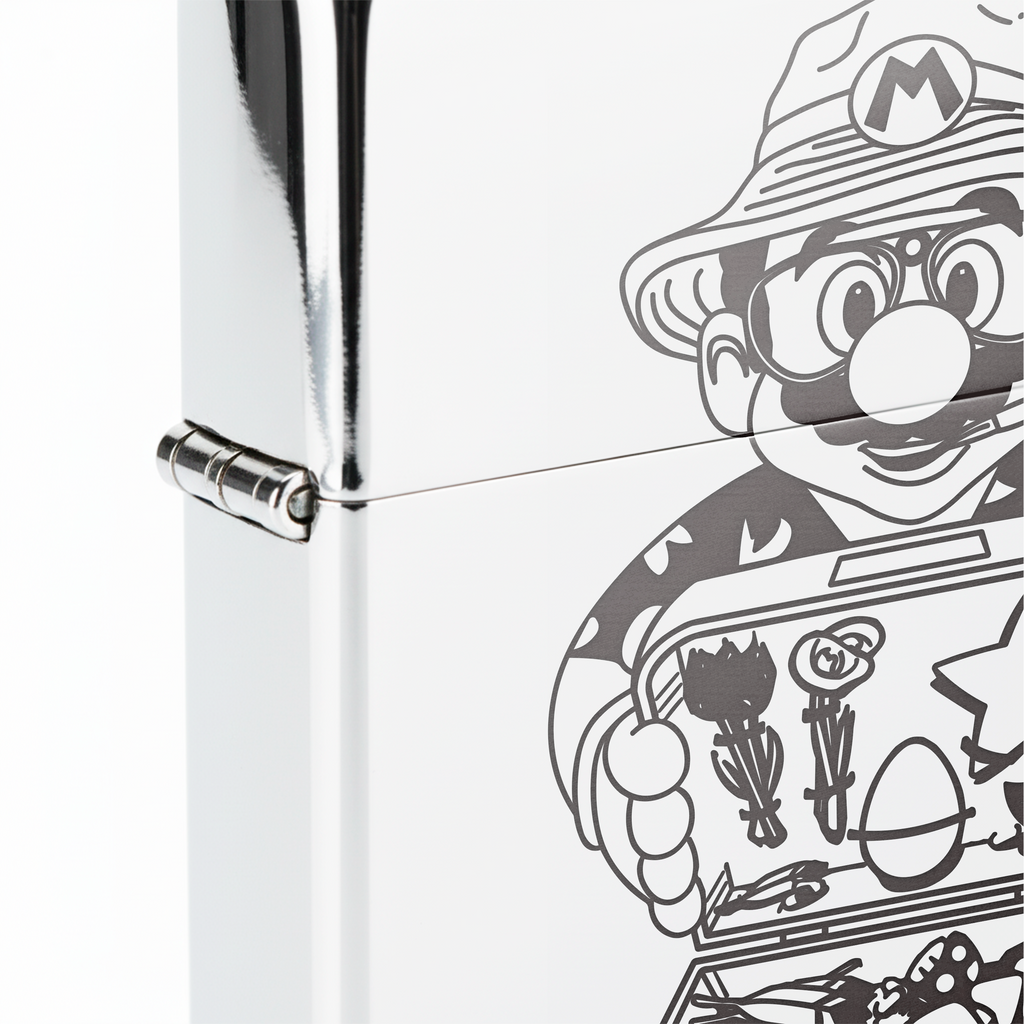 Isqueiro Cromado Polido 'Mushroom Dealer' detalhe 5