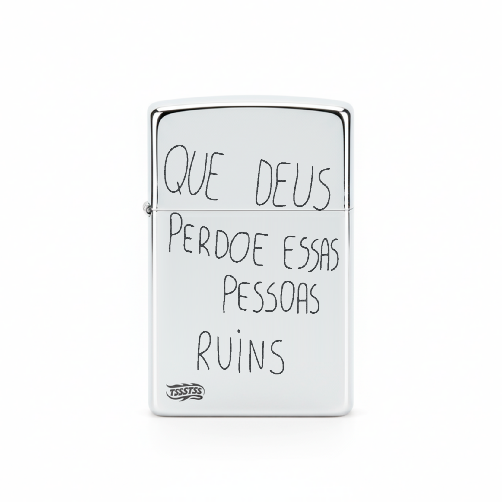 Isqueiro Cromado Polido 'Pessoas Ruins'
